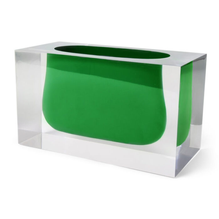 Produktbild, glasvas med grön öppning.